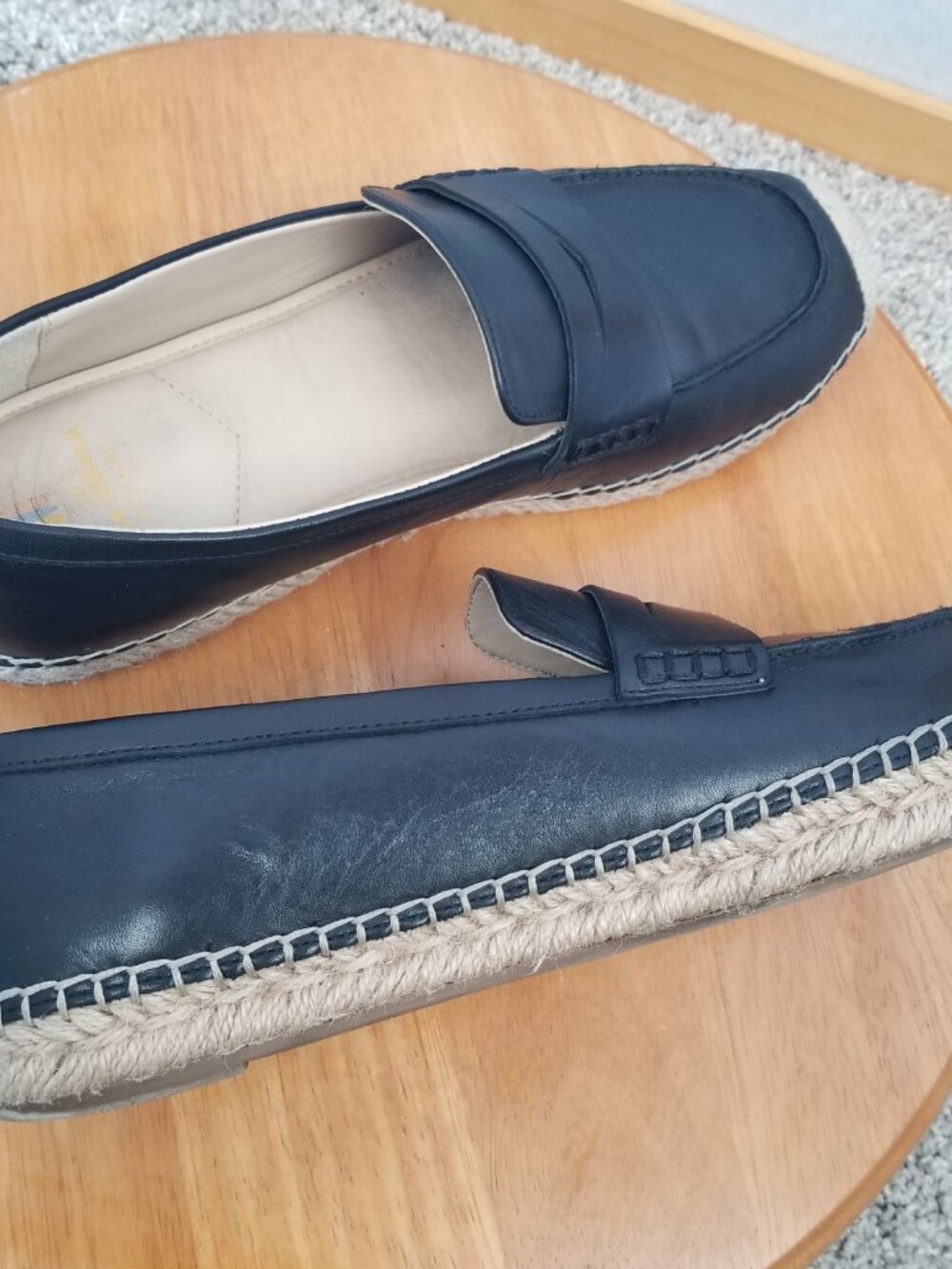 Sam Edelman 9.5 Leather Kai Espadrille Black Closed Toe Loafer